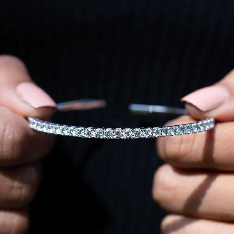 14K White Gold Lab-Created Diamond Halfway Flex Bangle (3.50 CTW F-G SI) (Copy)