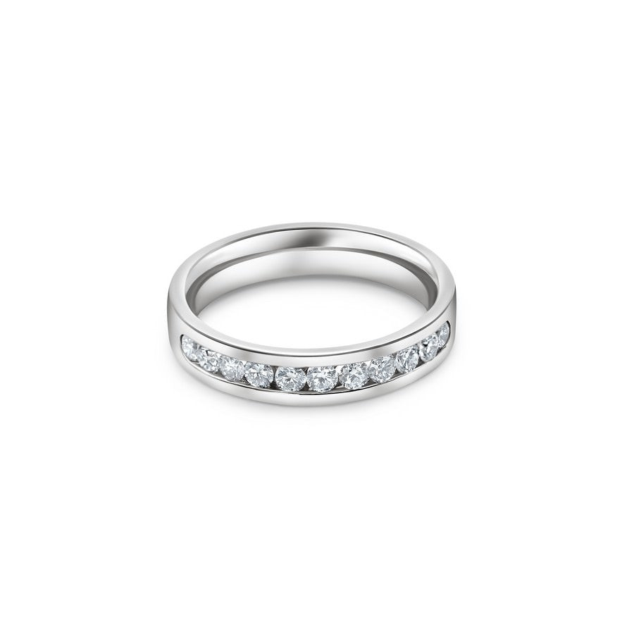 14K White Gold Men's Lab-Created Diamond Half Eternity Channel Set Band (1 CTW F-G SI)