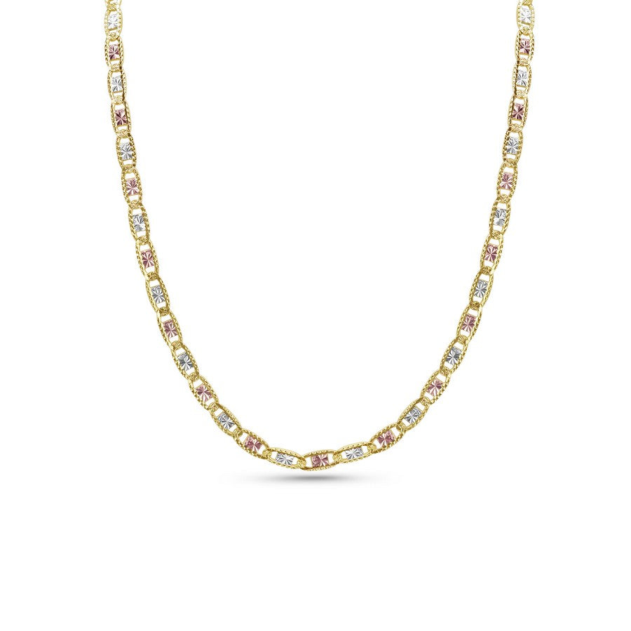 14K Yellow Gold Valentino Tri-Color Chain - 22 Inch