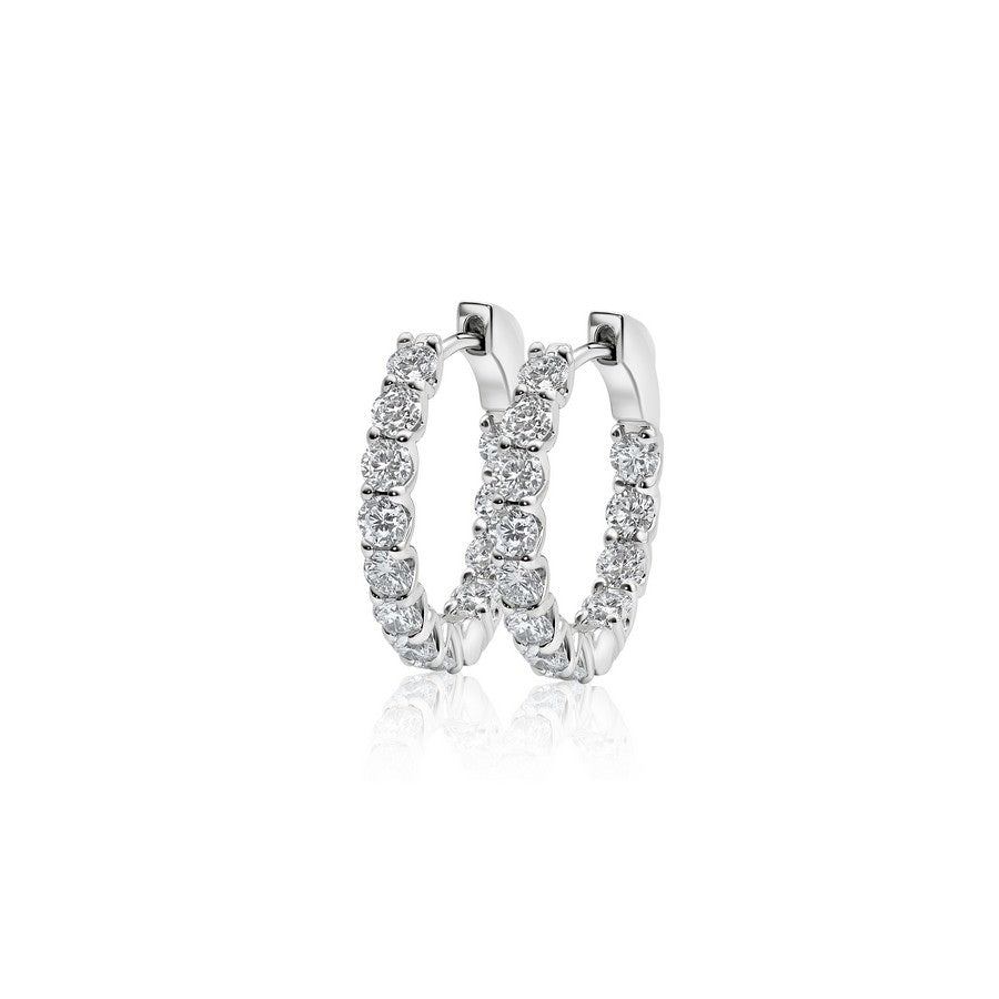 14K White Gold Lab-Created Diamond 15mm Huggie Earrings (2.50 CTW F-G SI)