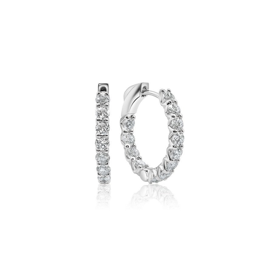 14K White Gold Lab-Created Diamond 15mm Huggie Earrings (2.50 CTW F-G SI)