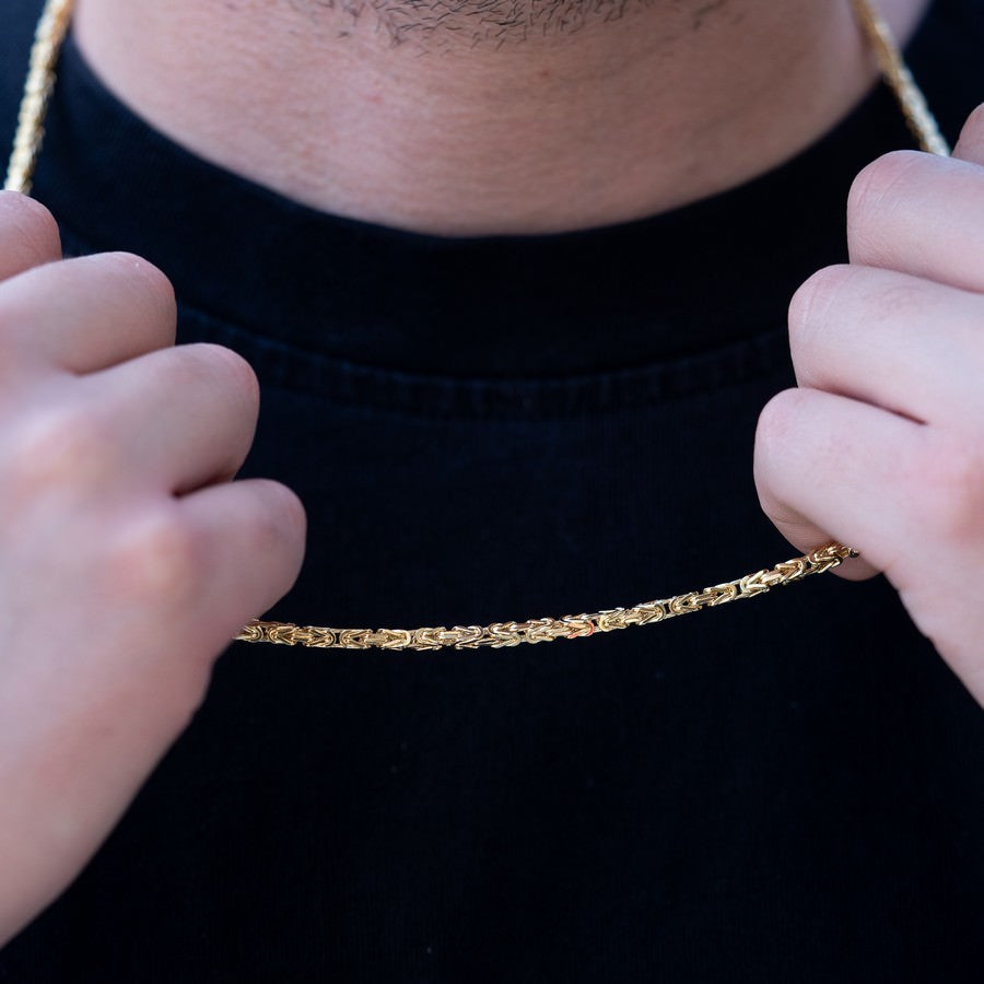 14K Yellow Gold Byzantine Chain – 22 Inch