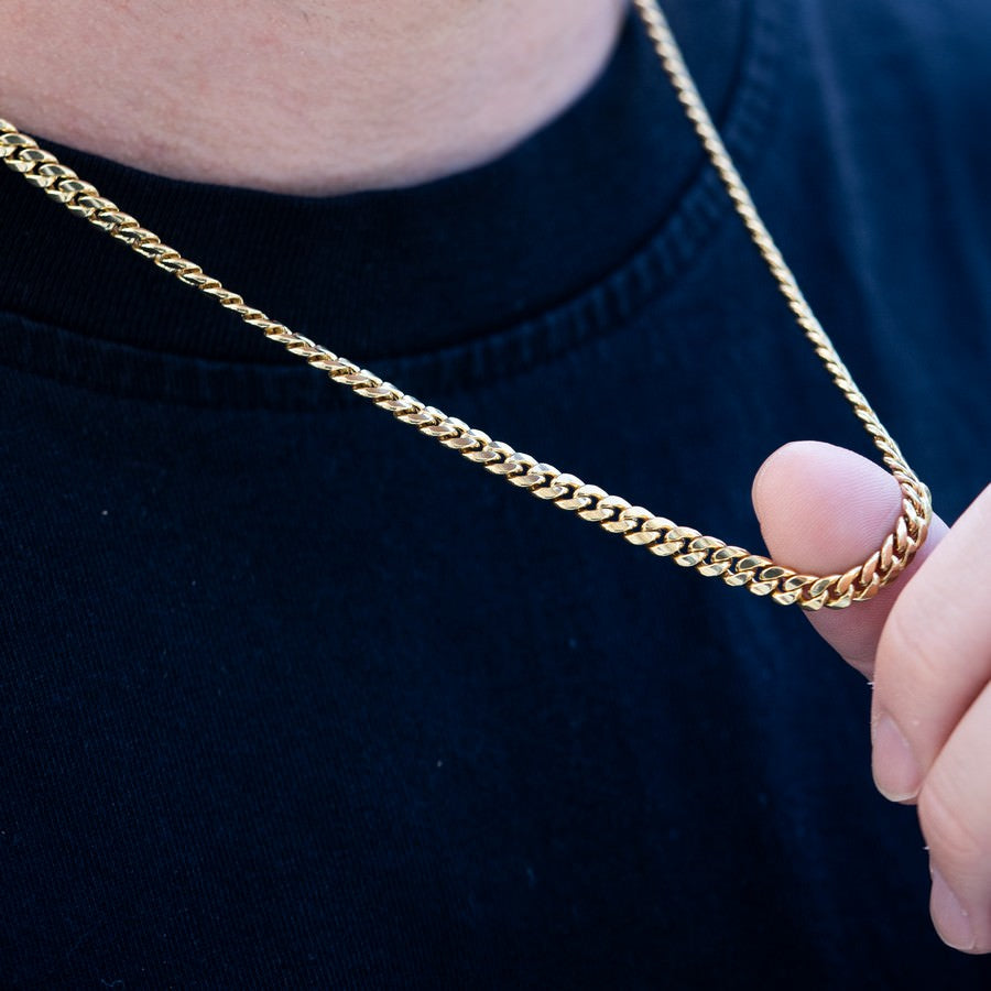 14K Yellow Gold Hollow Miami Cuban Link Chain – 22 Inch