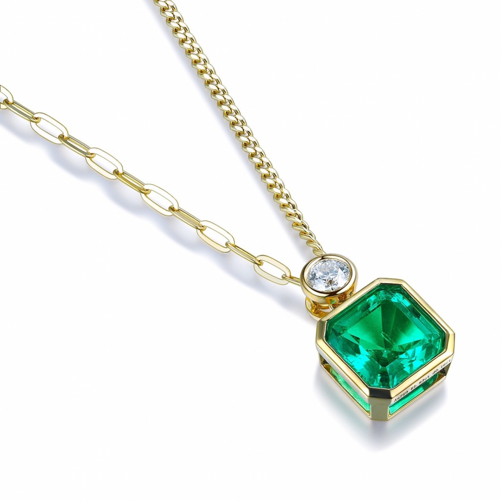 Classic Design 18K Yellow Gold 1.8ct Lab Grown Emerald Pendant Necklace Gemstone Jewelry
