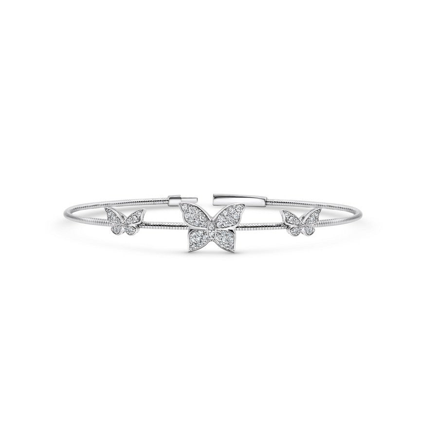 14K White Gold Lab-Created Butterfly Flex Bangle (0.40 CTW F-G SI)