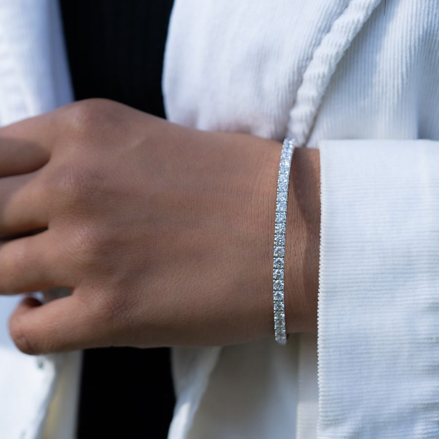 14K White Gold Lab-Created Diamond Halfway Flex Bangle (3.50 CTW F-G SI)