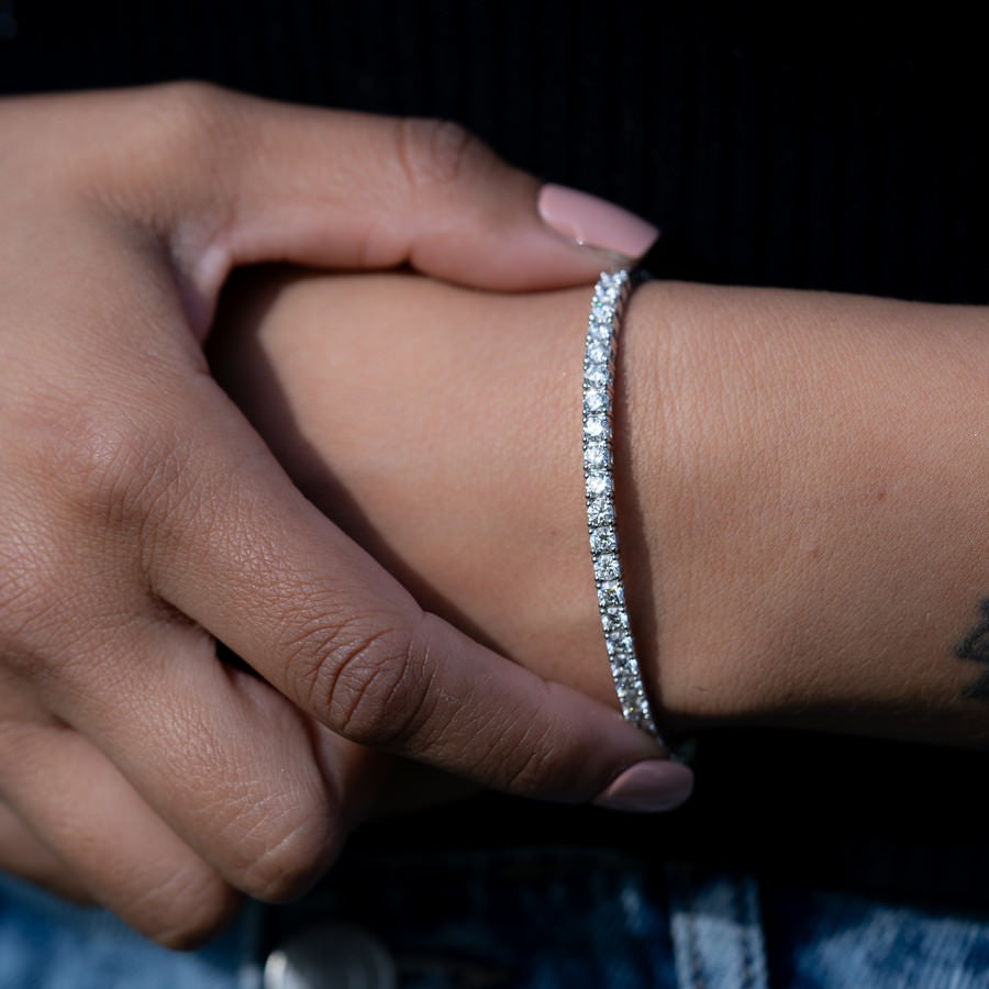 14K White Gold Lab-Created Diamond Halfway Flex Bangle (3.50 CTW F-G SI)