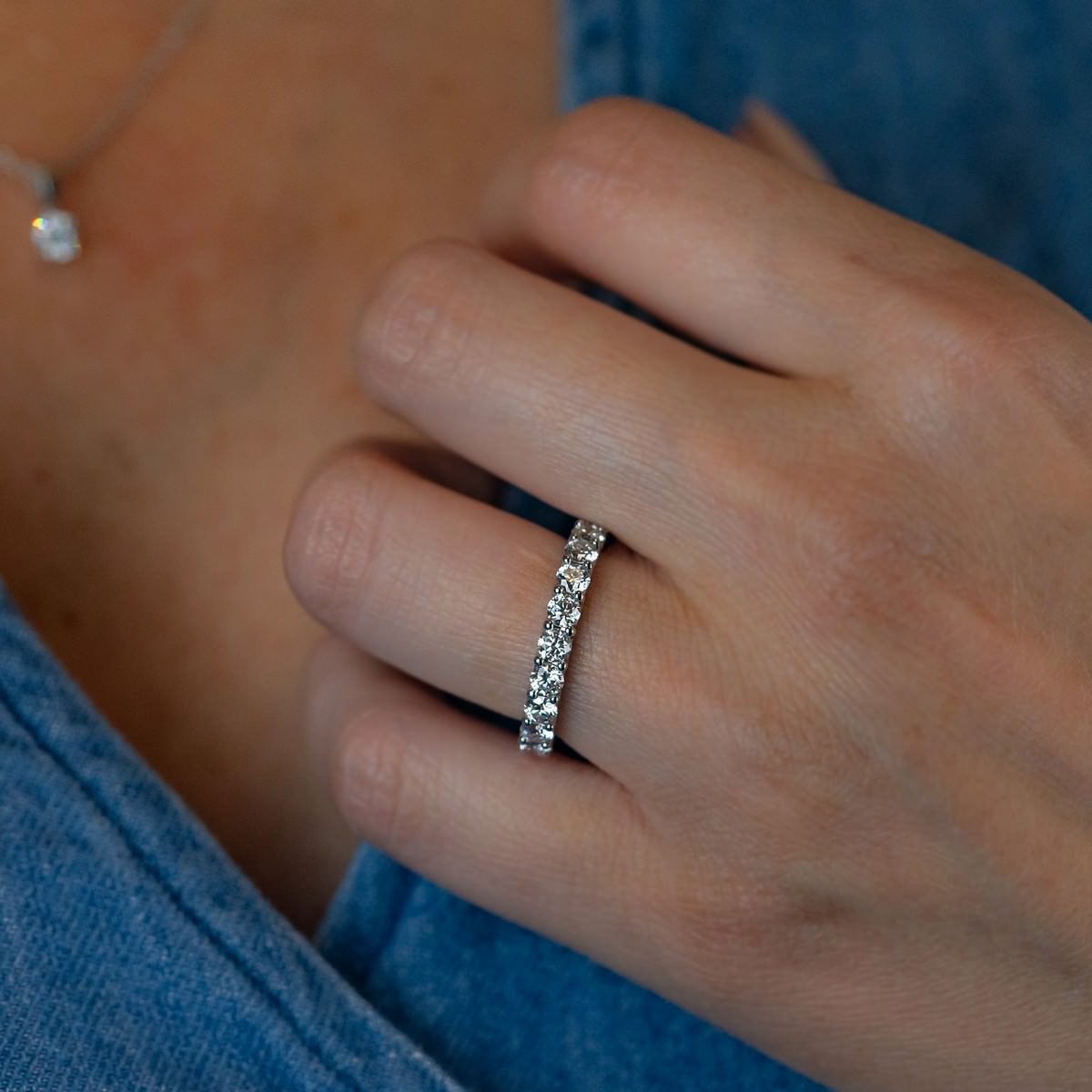 14K White Gold Lab-Created Diamond Eternity Band (2 CTW)