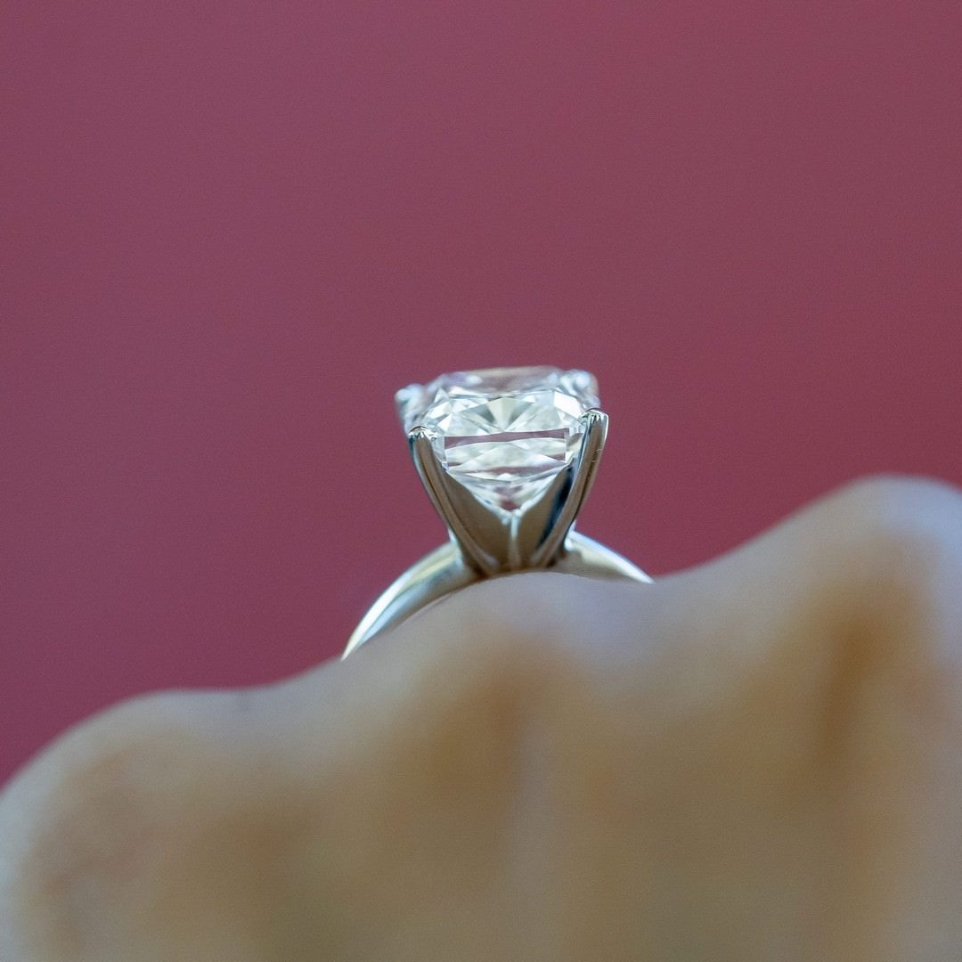 14K White Gold IGI Certified Cushion Lab-Created Diamond Classic Solitaire Ring (5 CTW F VS)