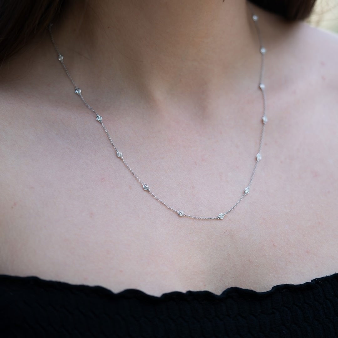 14K White Gold Diamonds by the Yard Necklace (1 CTW F-G SI)