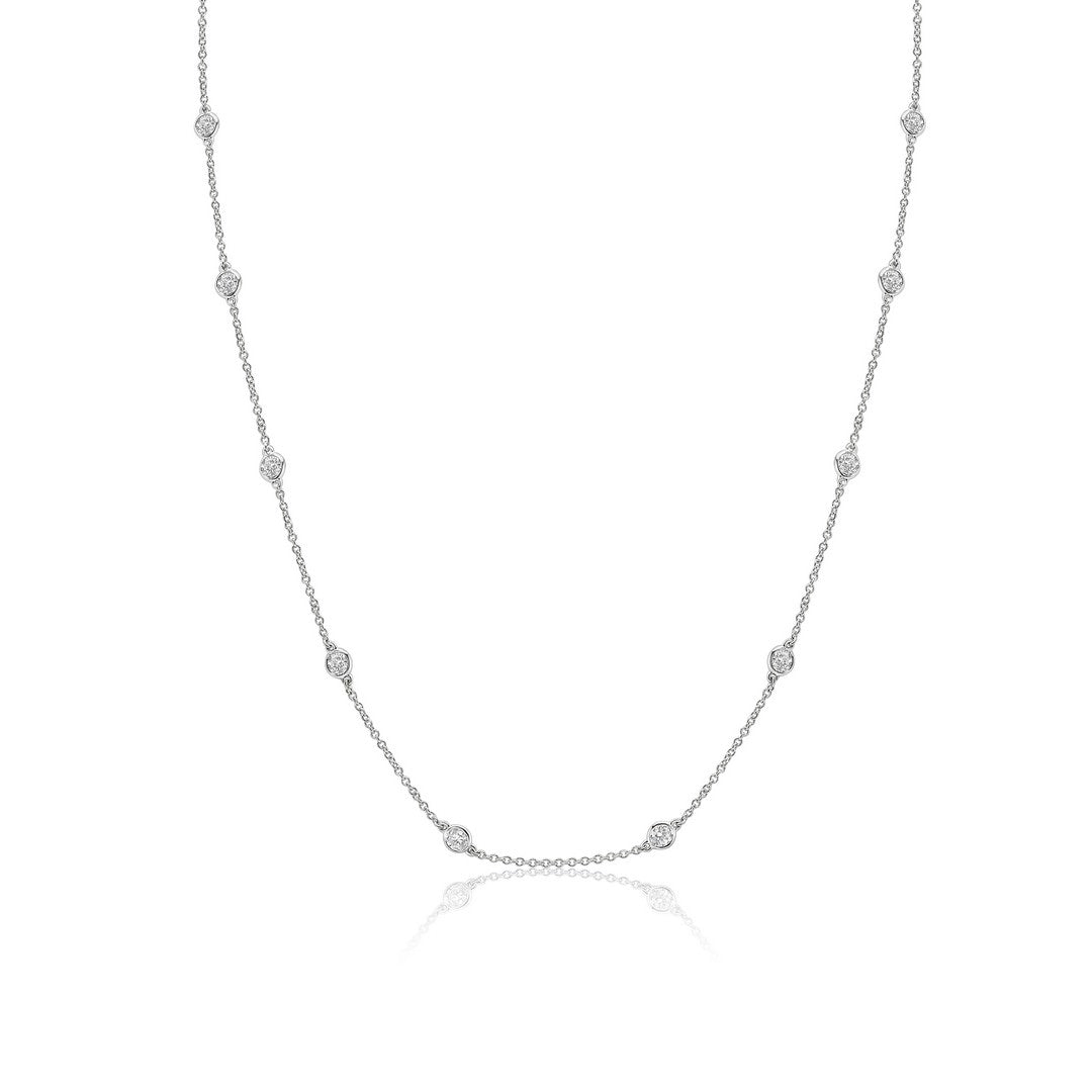 14K White Gold Diamonds by the Yard Necklace (1 CTW F-G SI)