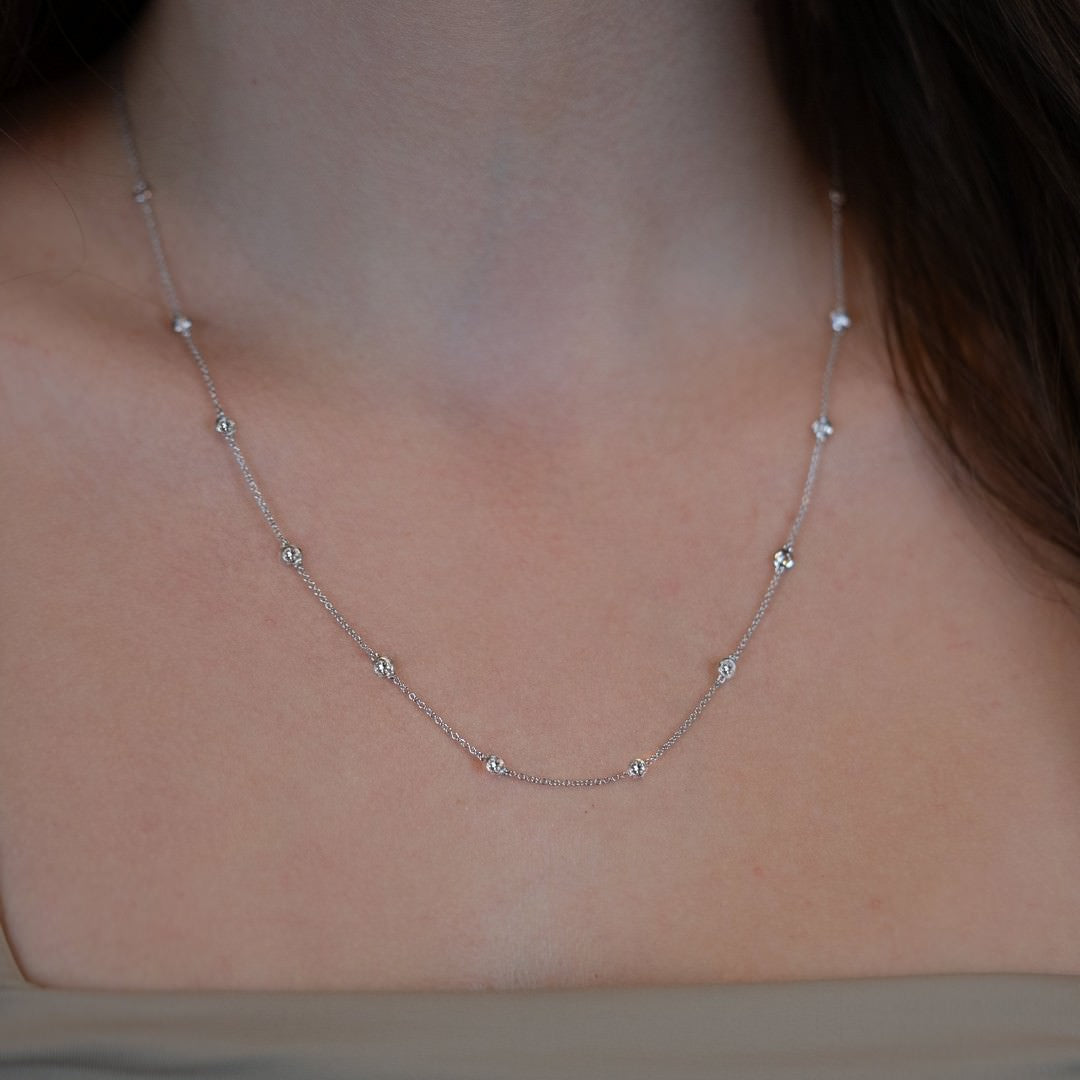 14K White Gold Diamonds by the Yard Necklace (1 CTW F-G SI)