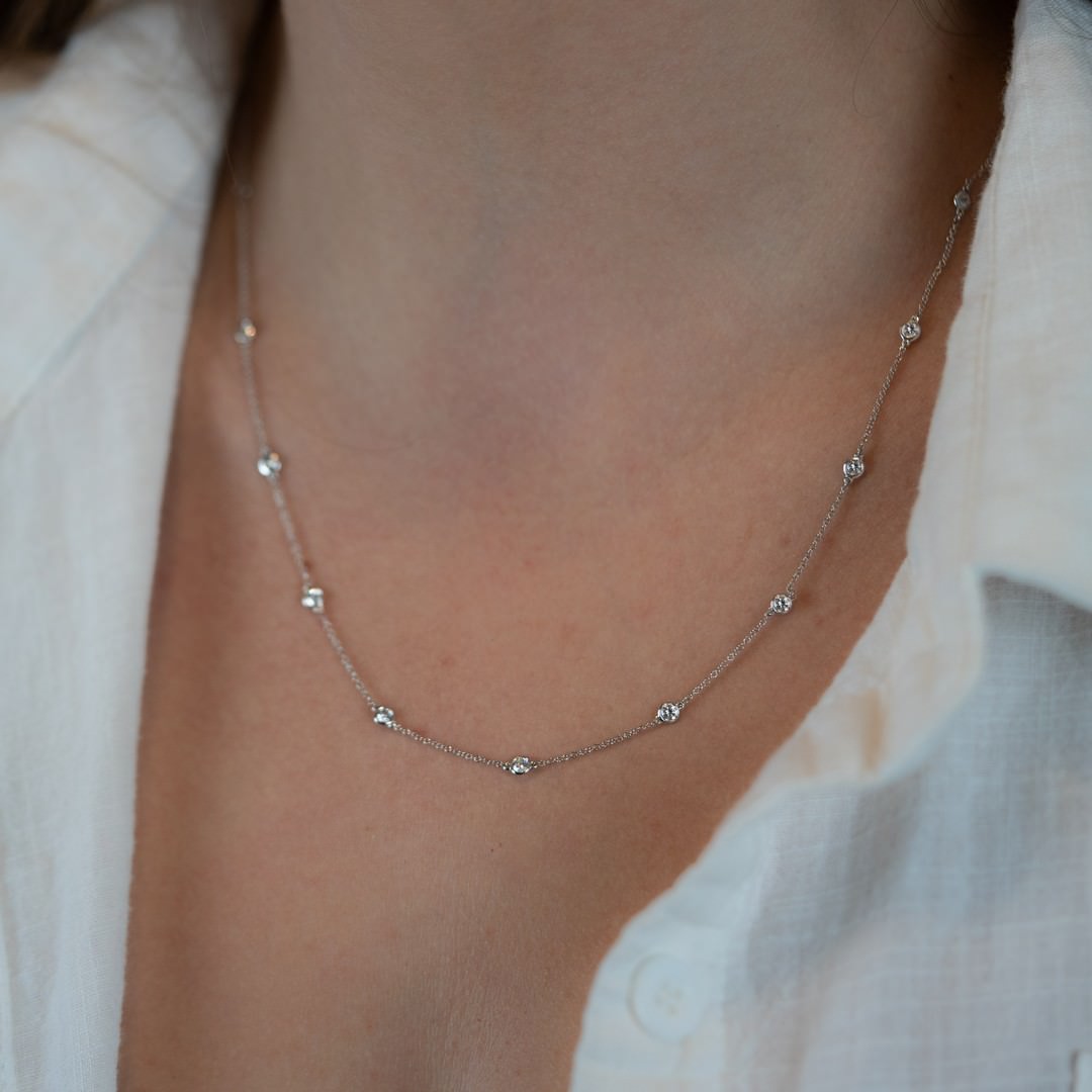 14K White Gold Diamonds by the Yard Necklace (1 CTW F-G SI)
