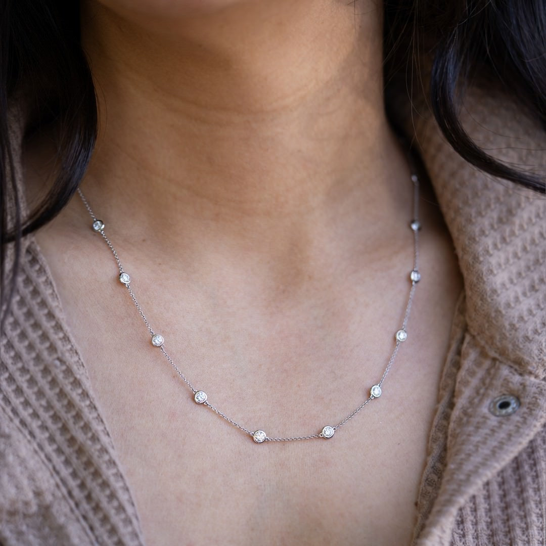14K White Gold Diamonds by the Yard Necklace (2 CTW F-G SI)