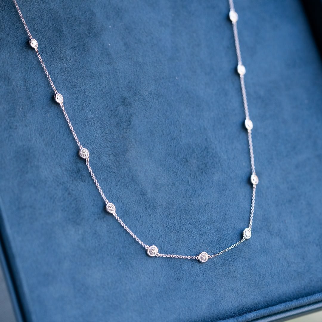 14K White Gold Diamonds by the Yard Necklace (2 CTW F-G SI)