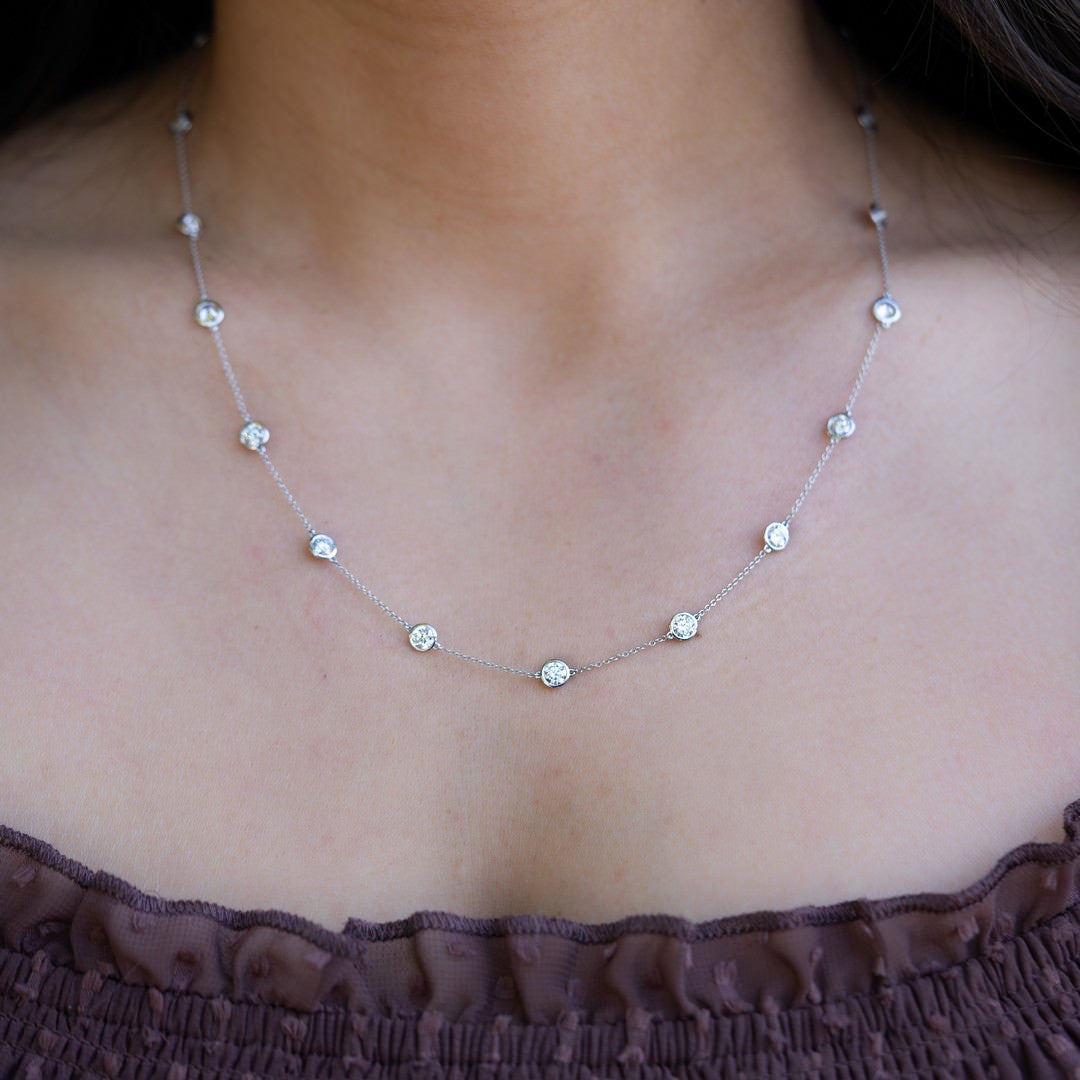 14K White Gold Diamonds by the Yard Necklace (4 CTW F-G SI)