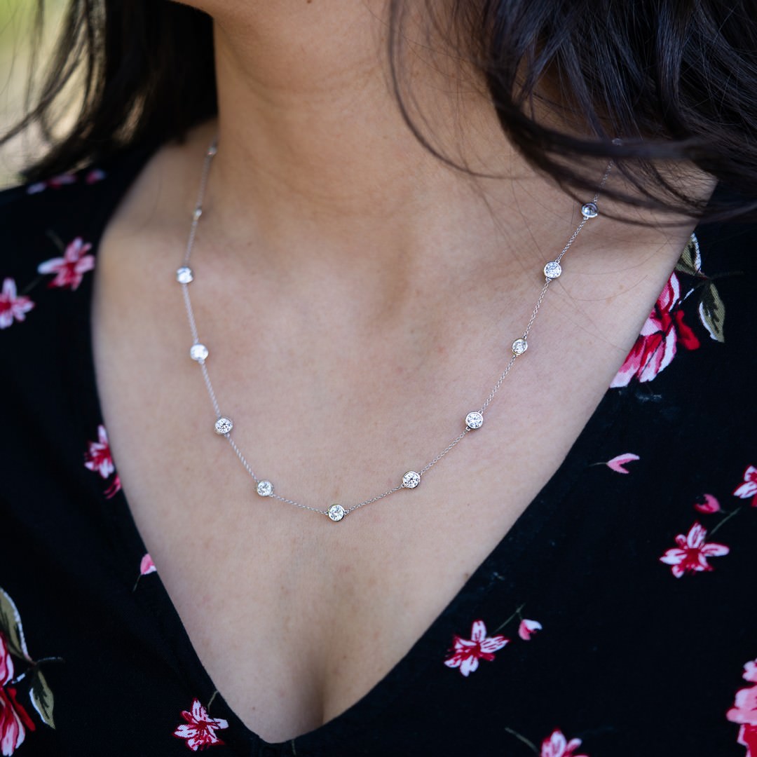 14K White Gold Diamonds by the Yard Necklace (4 CTW F-G SI)