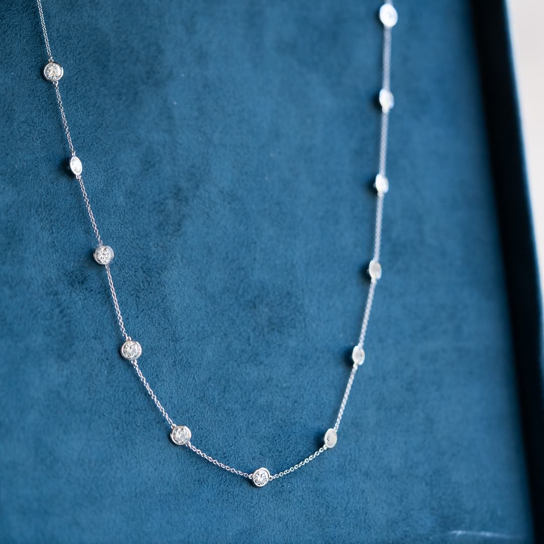 14K White Gold Diamonds by the Yard Necklace (4 CTW F-G SI)