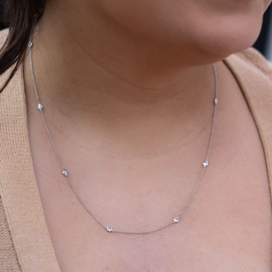 14K White Gold Diamonds by the Yard Necklace (0.50 CTW F-G SI)