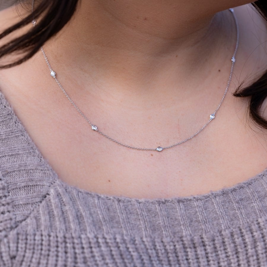 14K White Gold Diamonds by the Yard Necklace (0.50 CTW F-G SI)