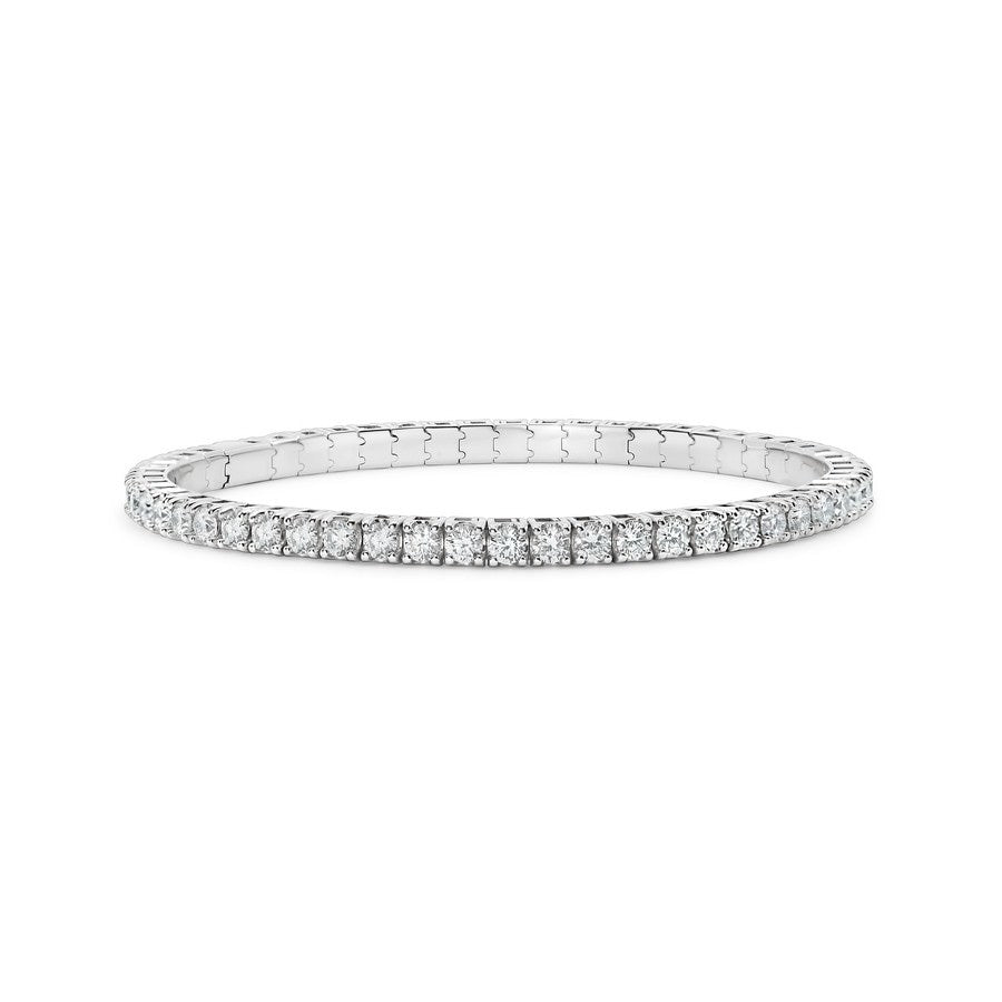 14K White Gold Lab-Created 4-Prong Diamond Elastic Tennis Bracelet (5 CTW F-G SI)