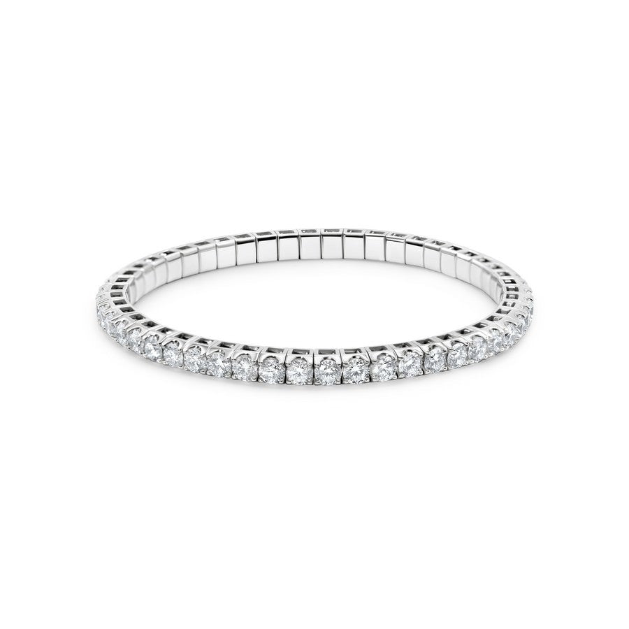 14K White Gold Lab-Created 4-Prong Diamond Elastic Tennis Bracelet (10 CTW F-G SI)