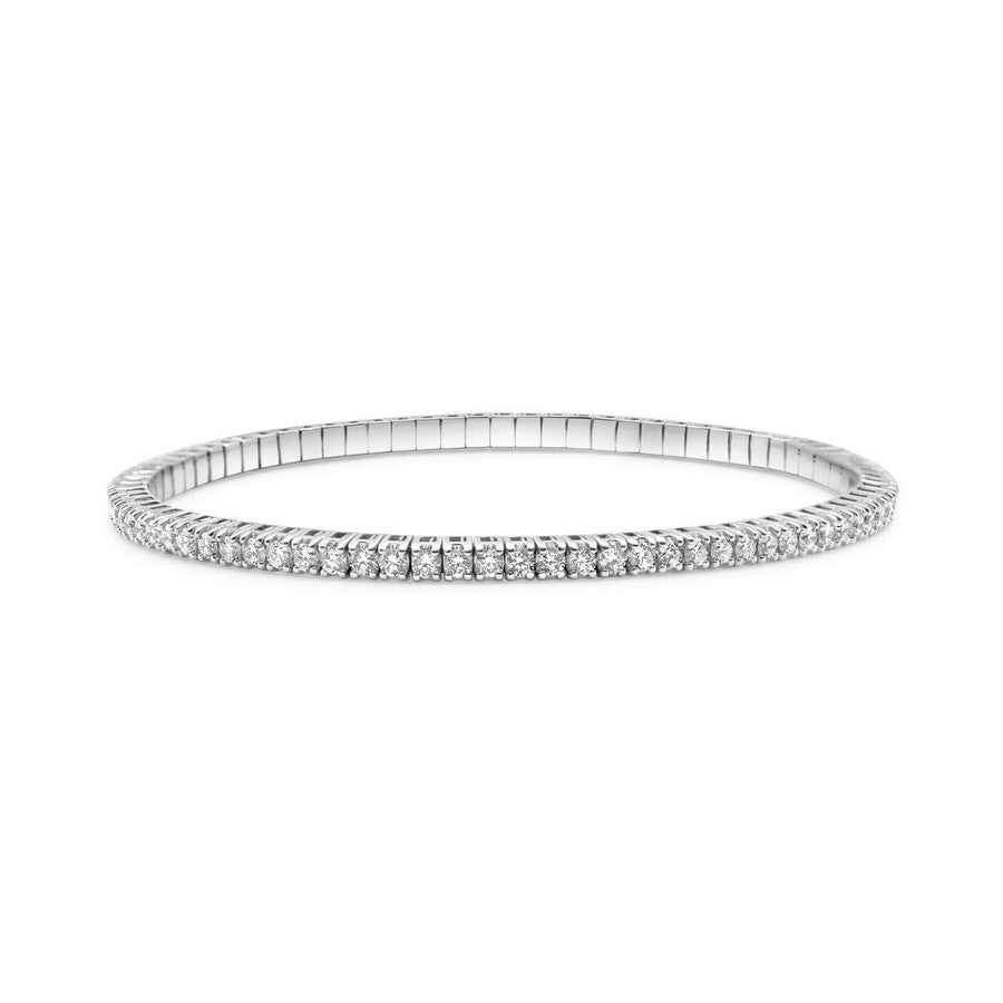 14K White Gold Lab-Created 4-Prong Diamond Elastic Tennis Bracelet (3 CTW F-G SI)