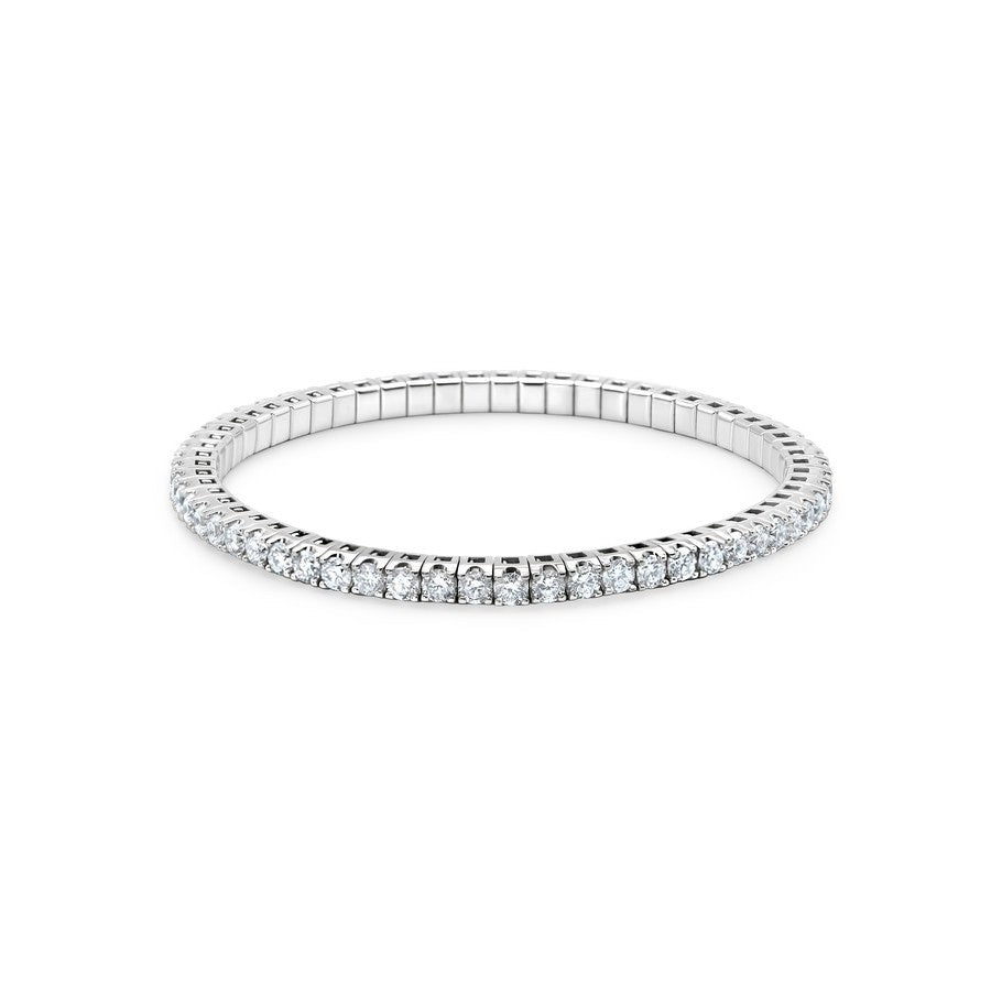 14K White Gold Lab-Created 4-Prong Diamond Elastic Tennis Bracelet (7 CTW F-G SI)