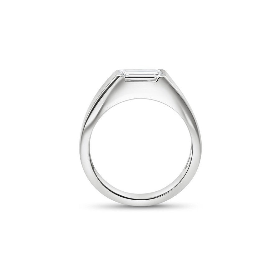 14K White Gold IGI Certified Lab-Created Diamond Emerald Bezel Ring (2 CTW F VS)