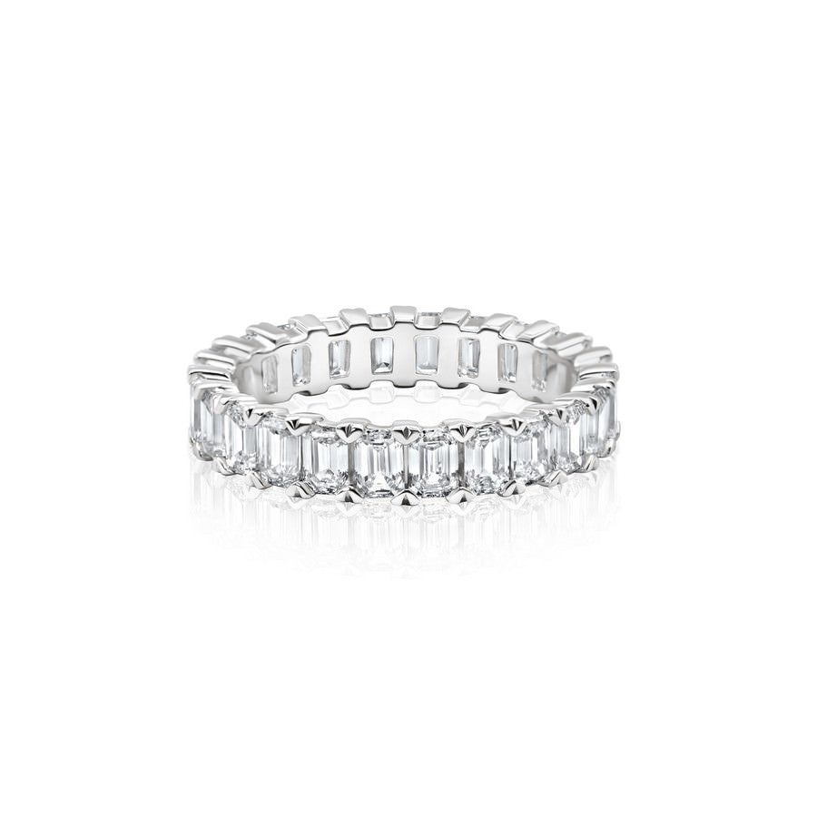 14K White Gold Emerald Lab-Created Diamond Eternity Band (3 CTW F-G SI)