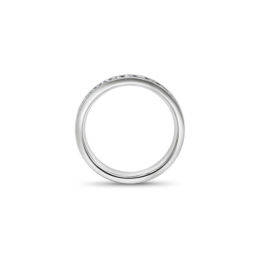 14K White Gold Men's Lab-Created Diamond Half Eternity Channel Set Band (1 CTW F-G SI)