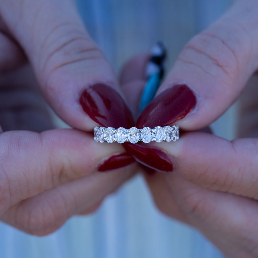 14K White Gold Oval Lab-Created Diamond Eternity Band (3 CTW F-G SI)
