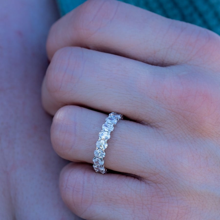 14K White Gold Oval Lab-Created Diamond Eternity Band (3 CTW F-G SI)