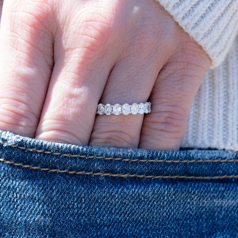 14K White Gold Oval Lab-Created Diamond Eternity Band (3 CTW F-G SI)