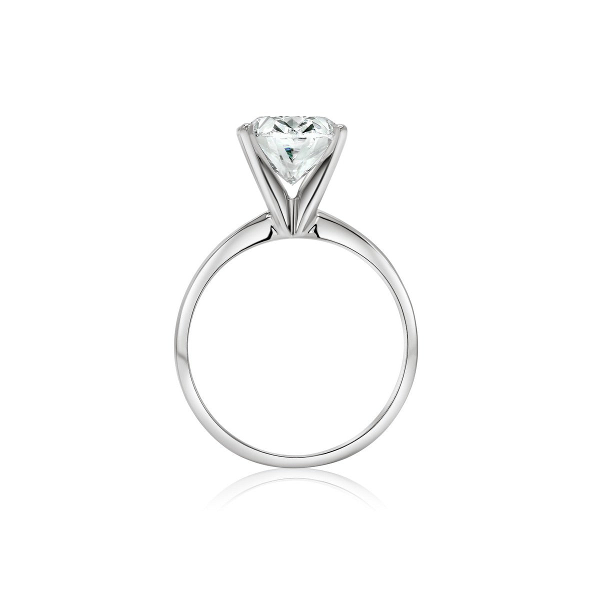 14K White Gold IGI Certified Oval Lab-Created Diamond Classic Solitaire Ring (4 CTW F VS)
