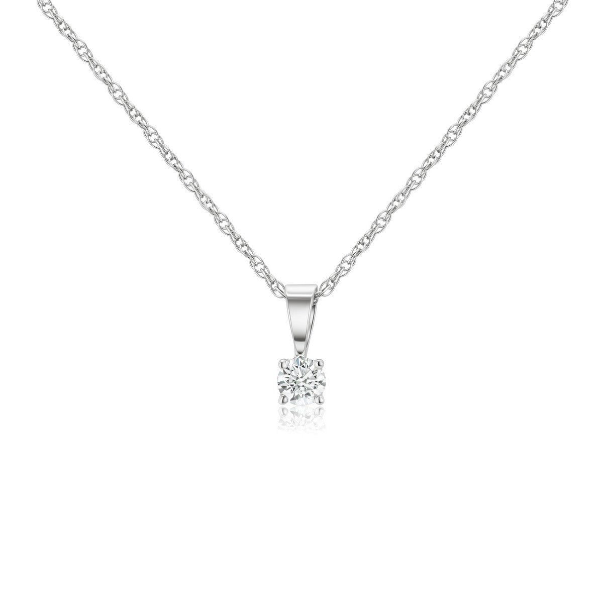 14K White Gold Lab-Created Diamond Solitaire Pendant Necklace (0.25 CTW F-G SI)
