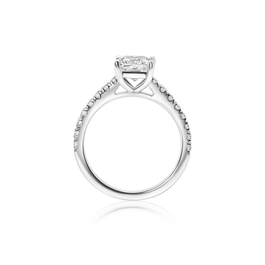 14K White Gold IGI Certified Lab-Created Diamond Princess Pave Ring (1 CTW F VS)