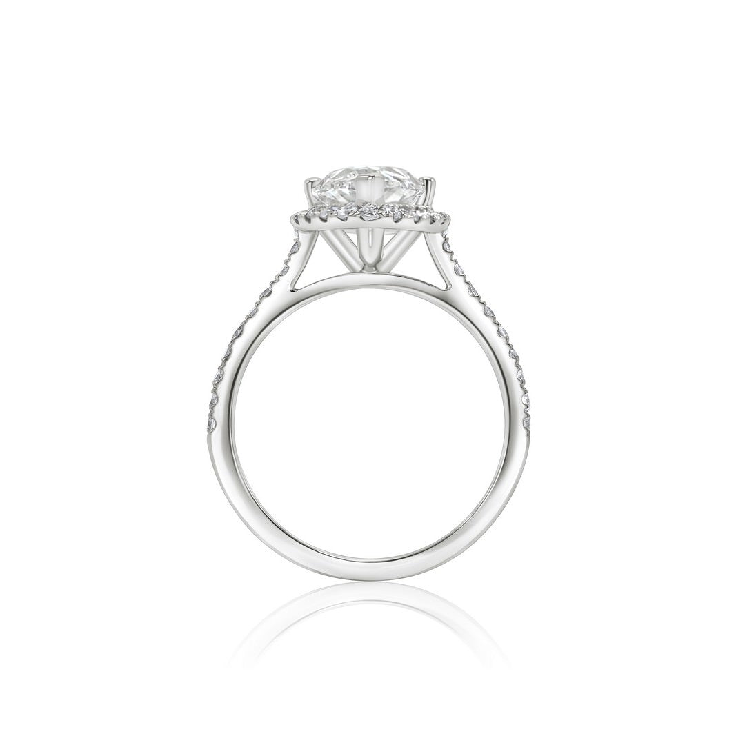 14K White Gold IGI Certified Lab-Created Diamond Pear Shape Halo Ring (2 CTW F VS)