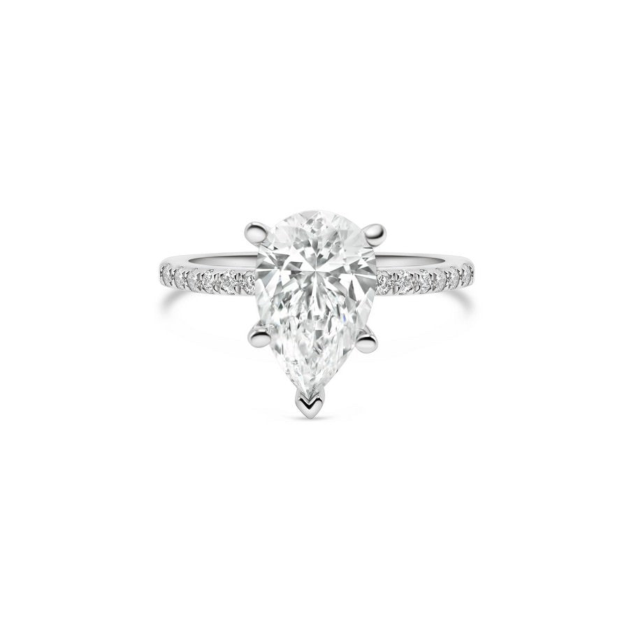 14K White Gold IGI Certified Lab-Created Diamond Pear Shape Pave Ring (2 CTW F VS)