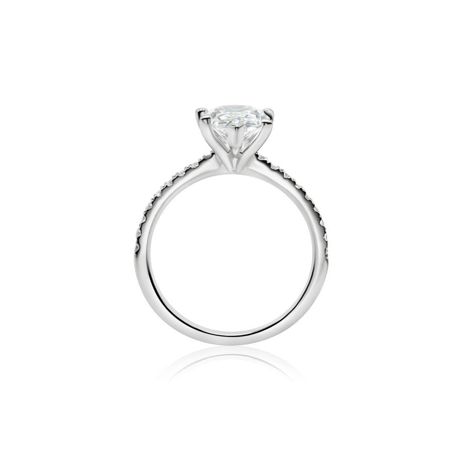 14K White Gold IGI Certified Lab-Created Diamond Pear Shape Pave Ring (2 CTW F VS)