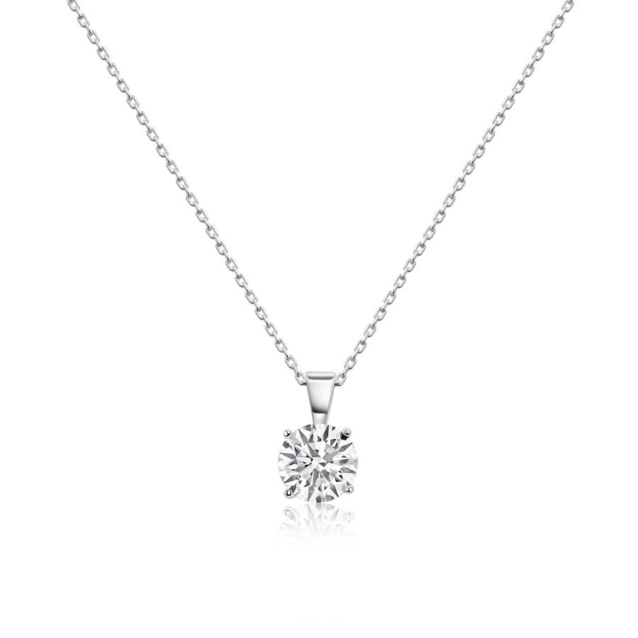 14K White Gold Lab-Created Diamond Solitaire Pendant Necklace (1.50 CTW F-G SI)