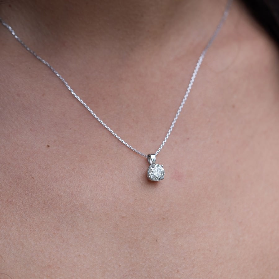 14K White Gold Lab-Created Diamond Solitaire Pendant Necklace (1.50 CTW F-G SI)