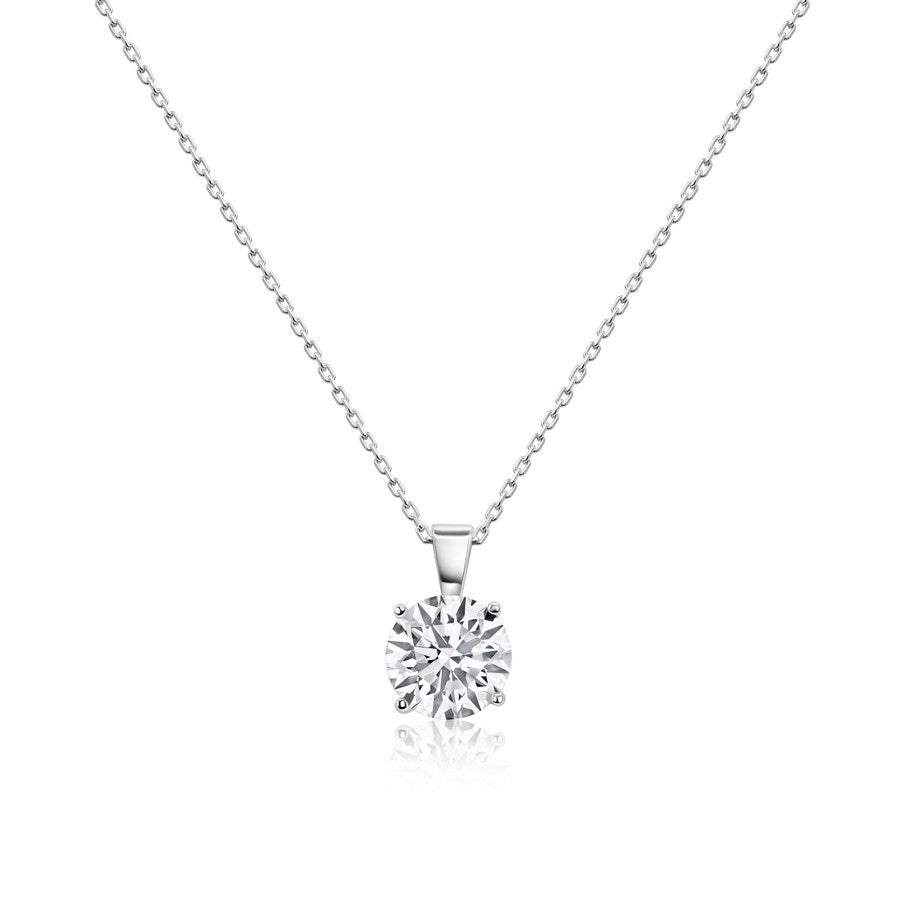 14K White Gold IGI Certified Lab-Created Diamond Solitaire Pendant Necklace (2 CTW F VS)