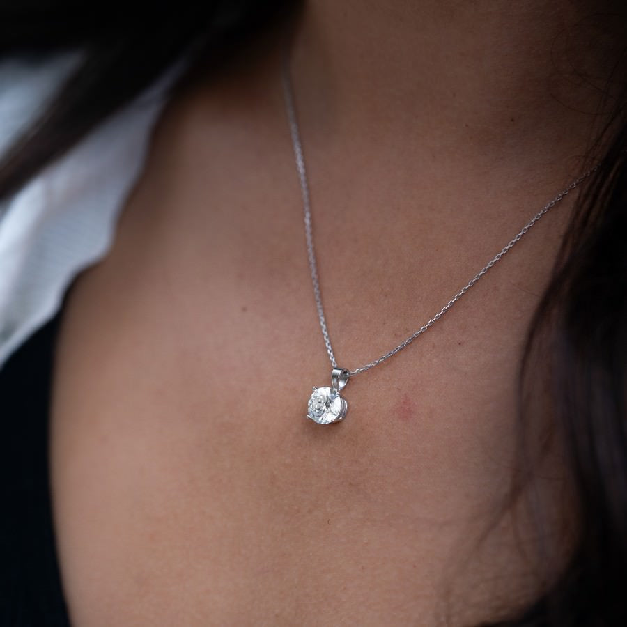 14K White Gold IGI Certified Lab-Created Diamond Solitaire Pendant Necklace (2 CTW F VS)