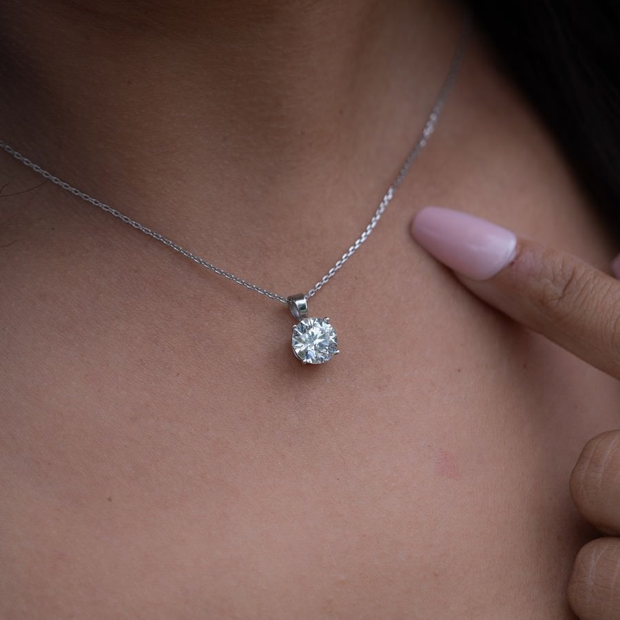 14K White Gold IGI Certified Lab-Created Diamond Solitaire Pendant Necklace (2 CTW F VS)