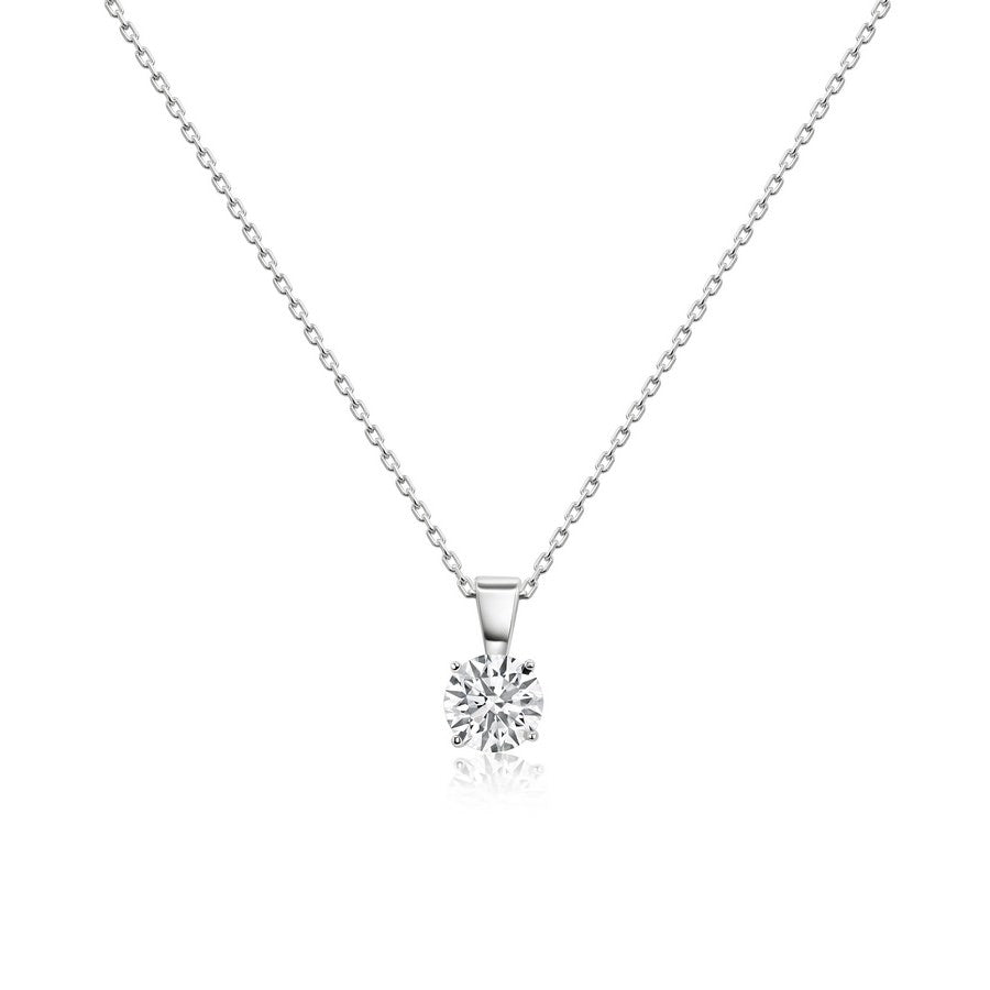 14K White Gold Lab-Created Diamond Solitaire Pendant Necklace (0.50 CTW F-G SI)