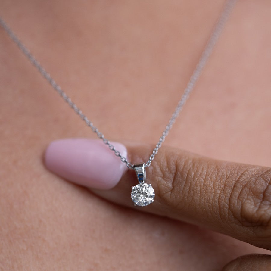 14K White Gold Lab-Created Diamond Solitaire Pendant Necklace (0.50 CTW F-G SI)