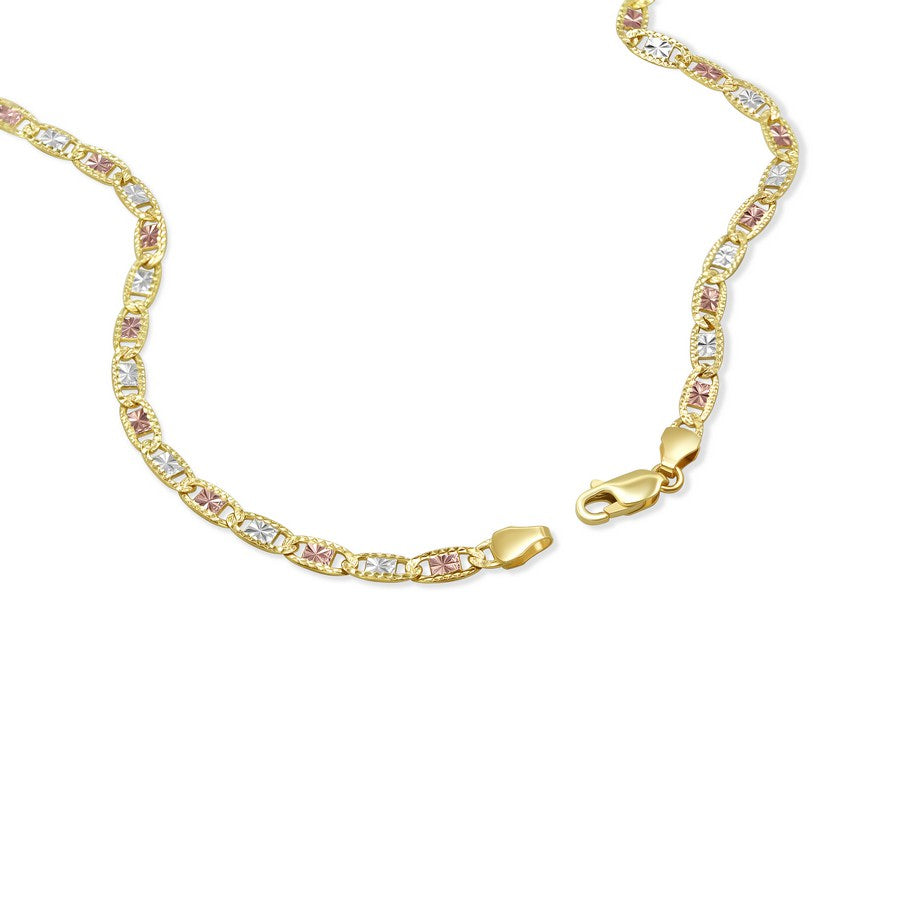 14K Yellow Gold Valentino Tri-Color Chain - 22 Inch