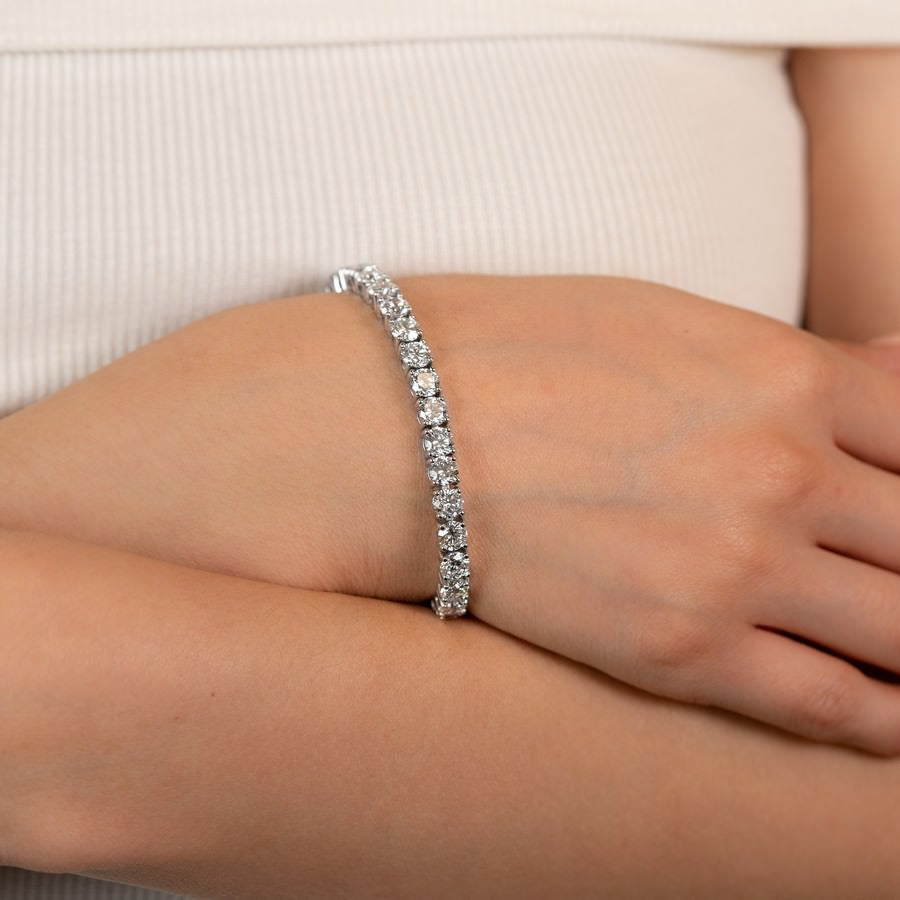 14K White Gold Lab-Created 4-Prong Diamond Tennis Bracelet (20 CTW F-G SI)