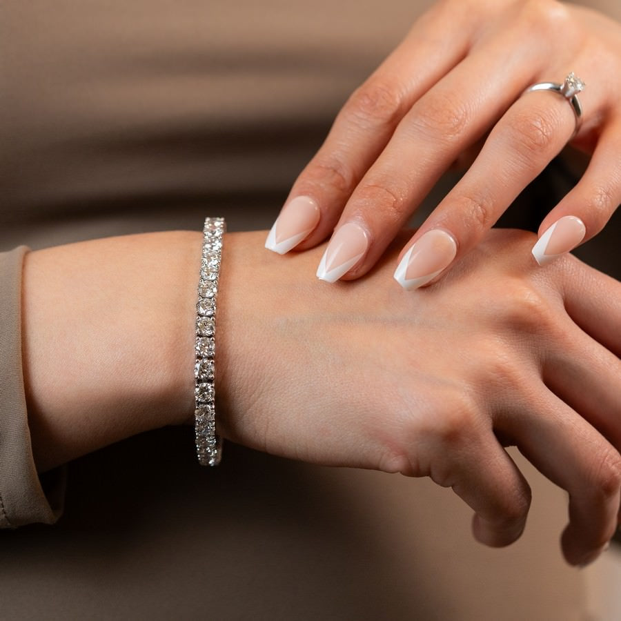 14K White Gold Lab-Created 4-Prong Diamond Tennis Bracelet (20 CTW F-G SI)